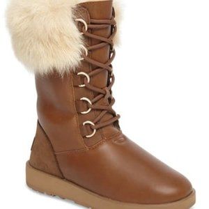 UGG AYA Waterproof Leather Boot CHESTNUT SIZE 8